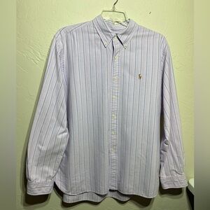 Ralph Lauren Classic Fit Mens Shirt Sz XL Pony LS Button Down Purple Blue Stripe
